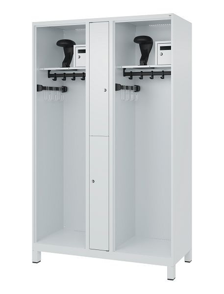 C+P brandweerkast Evolo, model MAXI, 2 compartimenten, H1850B1200T500 mm, lichtgrijs, voeten, 0496015-020 S10006