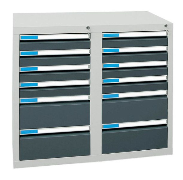 stumpf ladekast serie ESTA, RAL 7035/7016, 12 laden (8x100, 4x200 mm), 7602571