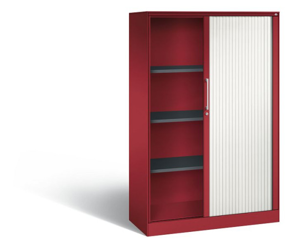 C+P rolluikkast Asisto, H1639xB1000xD435mm, kleur: robijnrood/verkeerswit, beugelkruk, 4 niveaus, 143012-000 S10066