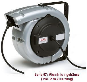 ELMAG automatische kabelhaspel ZECA 'DATAFLUX', 671102C, 18+2 meter, 11x0,25 C mm², IP 65 (zonder voedingskabel, stekker en koppeling), 44291