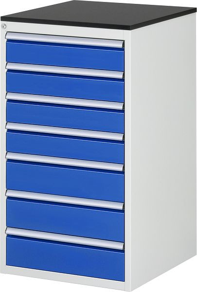 RAU ladekast serie 7000, B580 x D650 x H1030mm, laden: 4xH120, 3xH150 mm, werkblad met melamineharscoating, 03-L7.10A-M.11