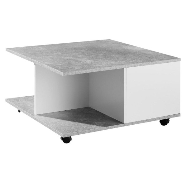 Wohnling Design salontafel 70x70 cm cementgrijs/wit, met 2 laden & 2 vakken, WL6.065