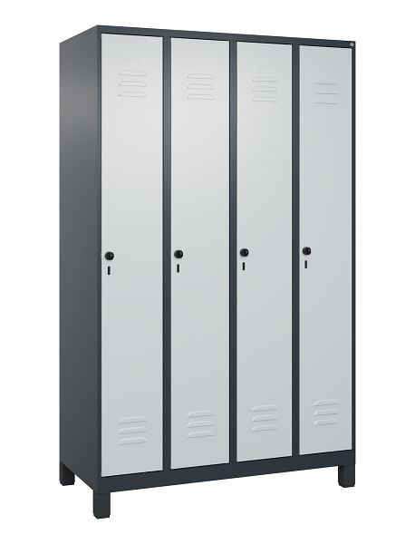 C+P Umkleidespind Classic PLUS, Füße, 4 Abteile, 1950x1200x500mm, 7016/7035, Drehriegel, 080010-40 S10013