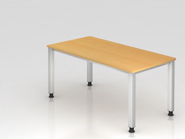 Hammerbacher bureau 4-poots vierkant 160x80cm beuken, rechthoekige vorm, VQS16/6/S