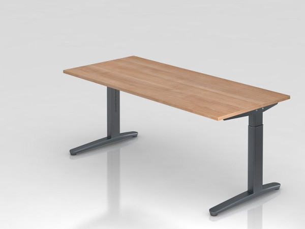 Hammerbacher bureau C-poot 180x80cm walnoot/grafiet, rechthoekige vorm, VXB19/N/GG