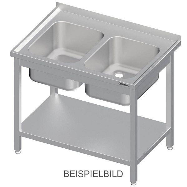 Stalgast spoelunit met onderstel 1300x700x850 mm, met twee schalen rechts, met opstaande rand, gelast, VST13723RA