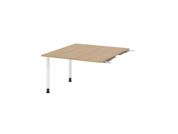 Hammerbacher tussenplaat VKT, kleur tafelblad: eiken, blad: 1200 x 1300 x 25 mm, ronde buisvoet wit, werkhoogte: 720 - 740 mm, VKT12C/E/W