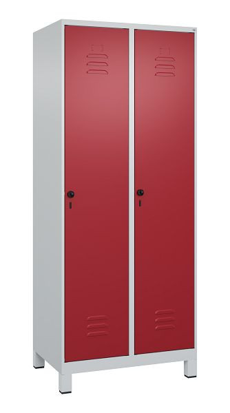 C+P luierkluis Classic PLUS met middenwand, voeten, 2 vakken, 1950x800x500mm, 7035/3003, veiligheidsdraaigrendel, 080010-22F S10007