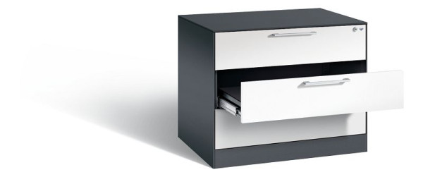 C+P archiefkast Asisto, H710xB800xD600mm, kleur: zwartgrijs/verkeerswit, beugelgreep, 146273-323 S10194