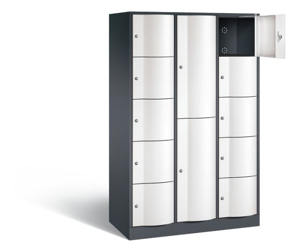 C+P combinatie lockerkast Resisto, H1950xB1148xD540mm, kleur: zwartgrijs / verkeerswit, 8070-3721 S10033