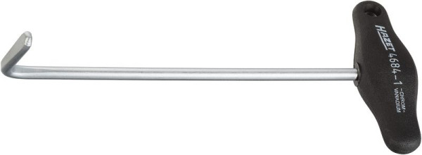 Hazet uitlaatsysteem gereedschap, haak 40 mm, 9° gebogen, kunststof T-greep, oppervlak: verchroomd, afmetingen / lengte: 209 mm, 4684-1