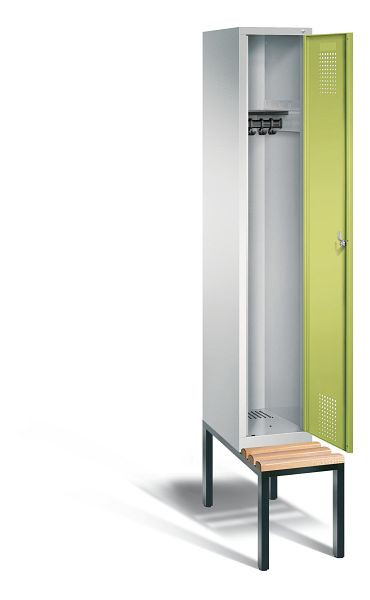 C+P Evolo kleerkast, H2090xB320xD815mm, kleur: lichtgrijs / virid groen, 48050-10 S10079