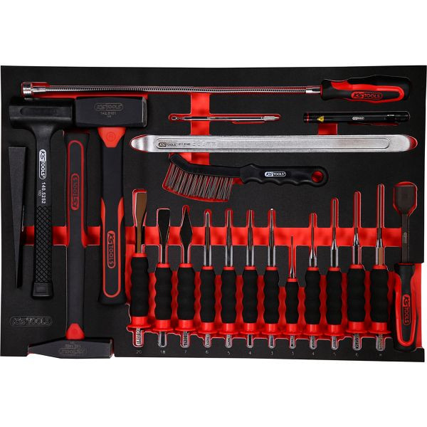 KS Tools PERFORMANCEplus gereedschapsset, 22-delig, hamer en beitel, 811.0022