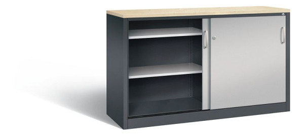 C+P dressoir met schuifdeuren Acurado, H1000xB1600xD500mm, kleur: zwart grijs/wit aluminium, beugelgreep, 2156-00 S10131