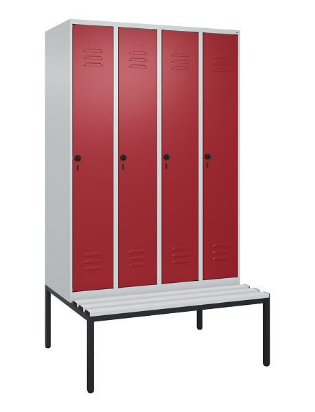 C+P luierkastje Classic PLUS met middenwand, bank, 4 vakken, 2120x1200x815mm, 7035/3003, draaibare sluiting, 0800507-40F S10031
