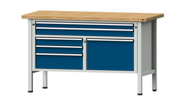 ANKE werkbanken kistwerkbank, model 257 V, 1500 x 700 x 890 mm, RAL 7035/5010, BMP 40 mm, 304.113