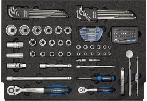 SW-Stahl werkplaatswagen assortiment, dopsleutels 1/4" en 1/2", 97 delig, Z3000-14