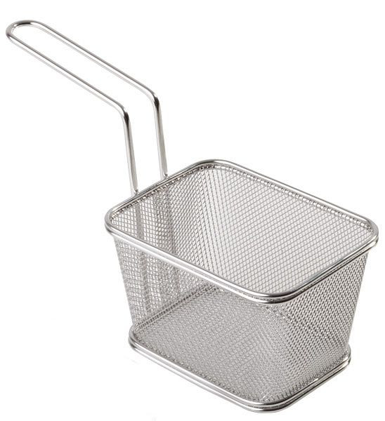 APS serveerfrituurmand, 13 x 10,5 cm, hoogte: 9 cm, RVS, handvat 13,5 cm, -SNACKHOLDER-, 40621