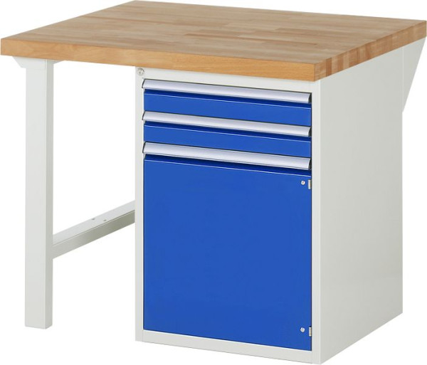 RAU werkbank serie 7000 - model 7503-1, B1000 x D900 x H890 mm, systeemonderstel B1000 x D850 x H850 mm, voorzien van 2 laden en 1 deur, 03-7503A1-109B4M.11