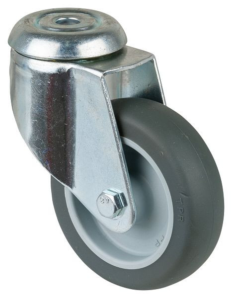 BS-wielen Zwaar apparatenwiel, wielbreedte 30 mm, wiel-Ø 100 mm, draagvermogen 80 kg, grijs rubberen loopvlak, glijlager, VE = 4 stuks, C101.A80.100