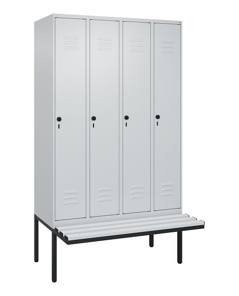 C+P Umkleidespind Classic PLUS, 4 Abteile, 2120x1200x815mm, 7035/7035, Drehriegel, 3 Doppel-Haken, 0800407-40 S10039