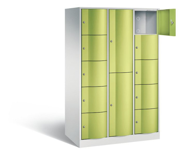 C+P combinatie lockerkast Resisto, H1950xB1148xD640mm, kleur: lichtgrijs / virid groen, 8070-3731 S10009