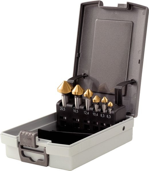 KS Tools HSS TiN kegelontbraamverzinkborenset, kunststof cassette 6-delig, 336.0466