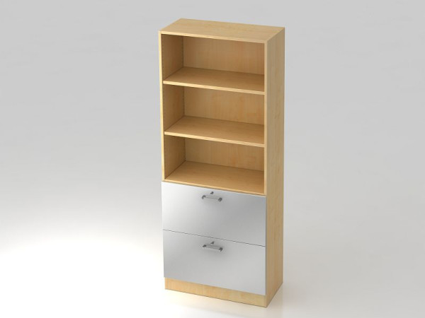 Hammerbacher kast 5OH, 2HR, onderzijde chroomgreep esdoorn/zilver, 80x42x200,4 cm (BxDxH), V7300/3/S/CE