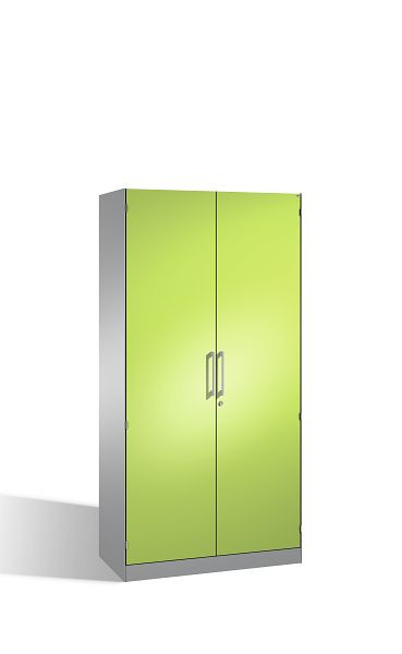 C+P vleugeldeurkast Asisto, H1980xB1000xD435mm, kleur: wit aluminium / virid green, booggreep, 5 niveaus, 141002-000 S10036