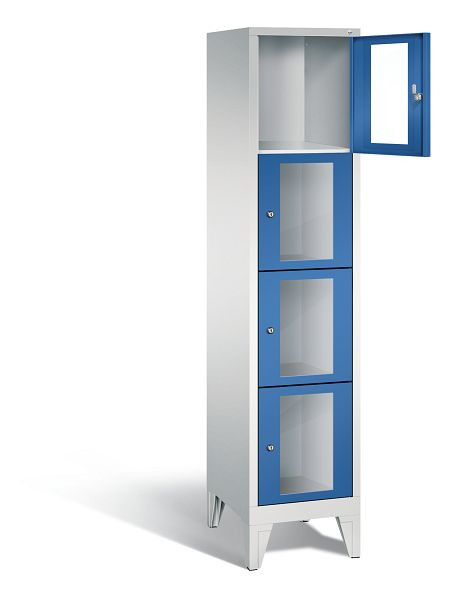 C+P lockerkast Classic, H1850xB420xD500mm, kleur: lichtgrijs / gentiaanblauw, 4 vakken, 8010A124 S10002