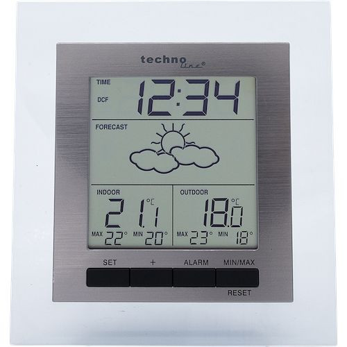 Technoline weerstation, radioklok DCF-77 met handmatige instelmogelijkheid, afmetingen: 124 x 130 x 29 mm, WS 9136