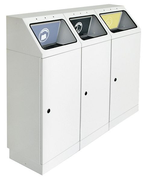 stumpf afvalscheiding FP 45, drievoudig station. Bak voor wandmontage, RAL 7035 / ProPads, verzinkte binnenbak, 3x45 liter, 636-045-3-2-000