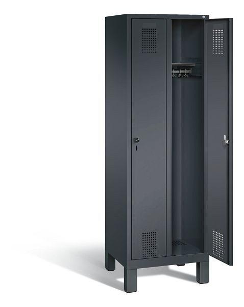 C+P Evolo kleerkast, H1850xB610xD500mm, kleur: zwart-grijs, 48010-20 S10009