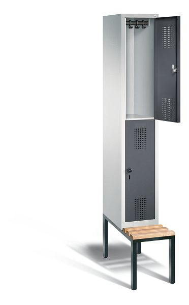 C+P locker dubbellaags Evolo, H2090xB320xD815mm, kleur: lichtgrijs/zwartgrijs, 48350-10 S10021