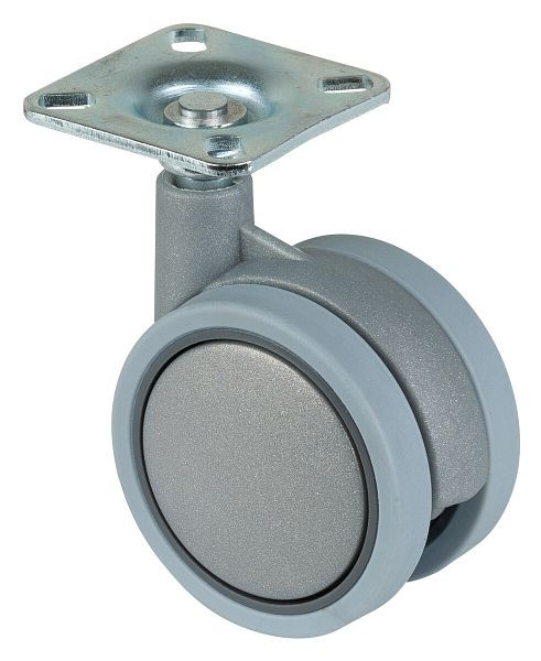 BS rollen kunststof dubbele rol grijs, wiel-Ø 60 mm, draagvermogen 35 kg, hoogte 85 mm, VE 8 stuks, F328.060