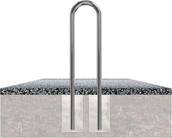 Schake RVS beugel Ø 48 mm voor plaatsing in beton, universele beugel, totale breedte 300 mm, 449_30