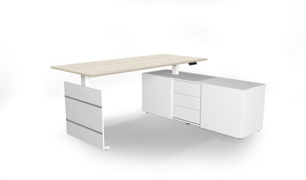 Kerkmann complete werkplek Move 3 elektrisch in hoogte verstelbaar, B x 1800 x D 800 x H 740 mm, kleur: wit/esdoorn, 10384550