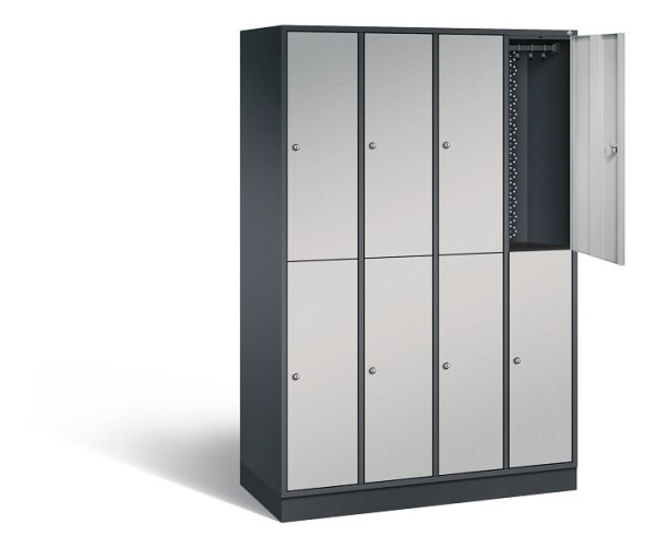 C+P locker, dubbellaags intro, H1950xW1220xD490mm, kleur: zwart-grijs/wit aluminium, 8270-401 S10053