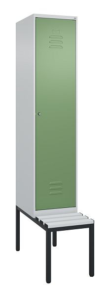 C+P luierkastje Classic PLUS met middenwand, bank, 2120x400x815mm, 7035/6011, cilinderslot, 0800507-12F S10021