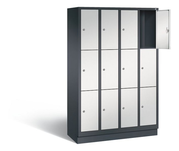 C+P lockerkast Evolo, H1800xB1190xD500mm, kleur: zwartgrijs/lichtgrijs, 48020-403 S10108