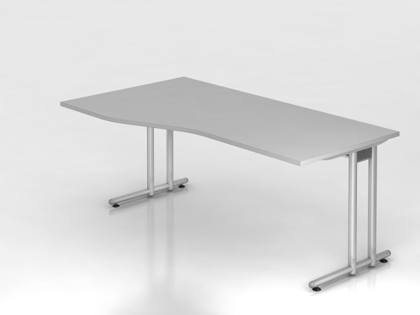 Hammerbacher bureau C-poot 180x100/80cm grijs/zilver, werkhoogte 72 cm, VNS18/5/S