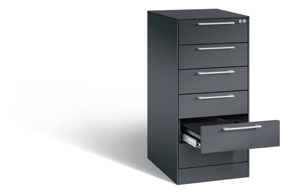 C+P archiefkast Asisto, H1010xB440xD600mm, kleur: zwart-grijs, beugelgreep, 146245-622 S10004