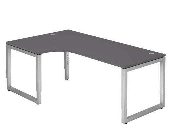 Hammerbacher hoektafel O-voet vierkant 200x120cm 90° grafiet, hoekvorm 90°, links of rechts monteerbaar, VRS82/G/S