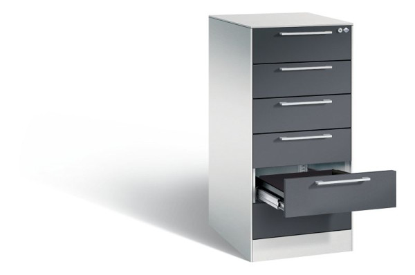 C+P archiefkast Asisto, H1010xB440xD600mm, kleur: lichtgrijs/zwartgrijs, beugelgreep, 146245-622 S10026