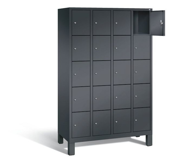 C+P lockerkast Evolo, H1850xB1190xD500mm, kleur: zwart-grijs, 48010-405 S10021