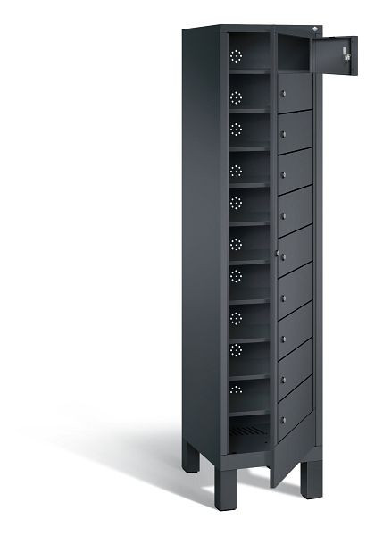 C+P wasverzamelkast Evolo, H1850xB420xD500mm, kleur: zwart-grijs, 48060-110 S10008
