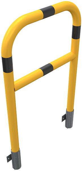 Schake buisbeugel van geel/zwarte stalen buis met dwarsbalk voor wandmontage, totale breedte: 700 mm, totale hoogte: 1000 mm, 465_21WBG