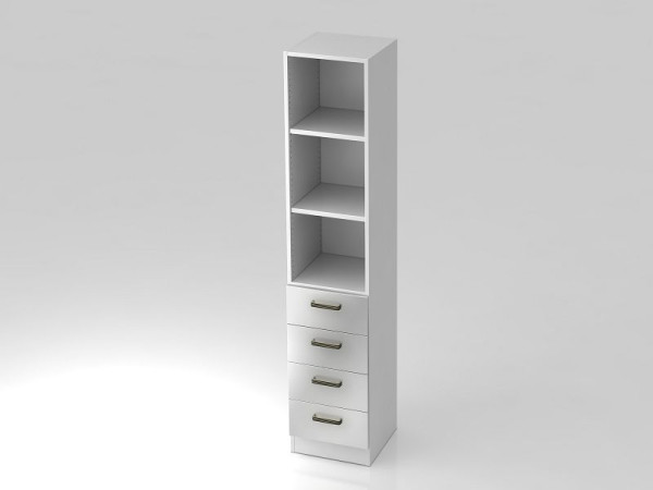 Hammerbacher ladekast 5OH, 4 laden, onderpaneel, gestreept handvat wit/zilver, 40,6x42x200,4 cm (BxDxH), V7600/B/S/SG