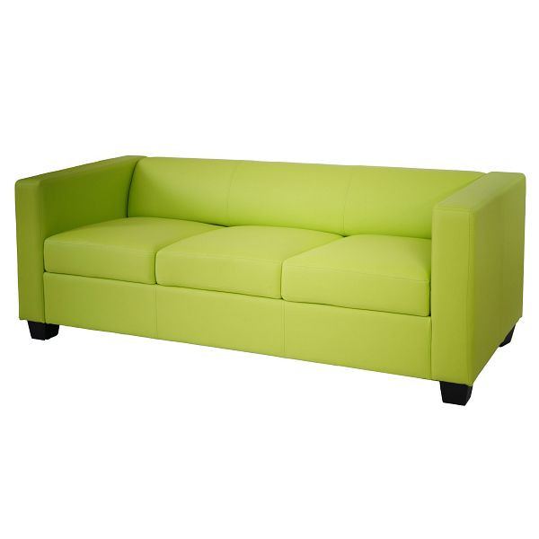 Mendler 3-zits bank bank loungebank Lille, kunstleer, lichtgroen, 34899+34900+34901