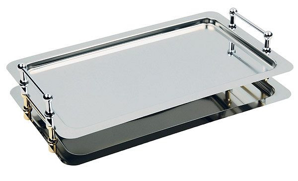 APS GN 1/1 systeembak design 1, 53 x 32,5 cm, bruikbare hoogte 4 cm, RVS 18/10, stevig vastgeschroefd, handgrepen verchroomd, 11150